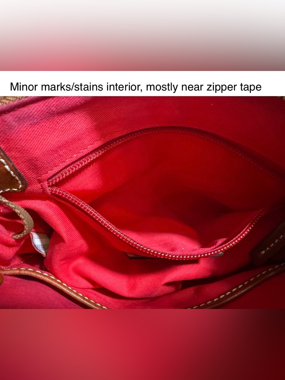 Dooney & Bourke Ginger Pouchette Crossbody Bag Caramel Pebble Leather Brown Trim - Picture 13 of 16